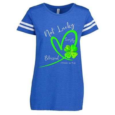 Not Lucky Simply Blessed Christian Shamrock St Patricks Day Enza Ladies Jersey Football T-Shirt