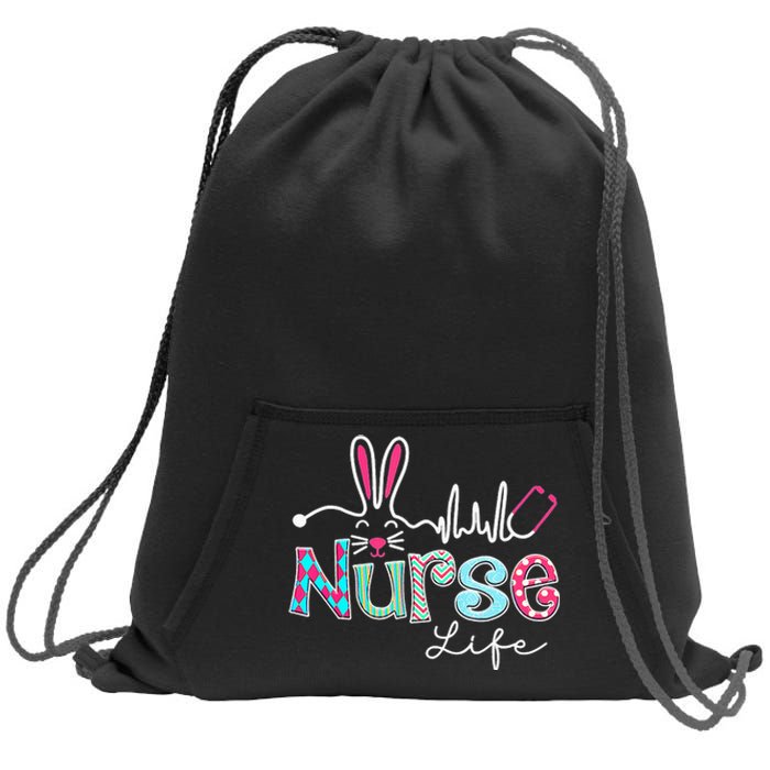 Nurse Life Stethoscope Nursing Cute Easter Bunny Easter Day Sweatshirt Cinch Pack Bag