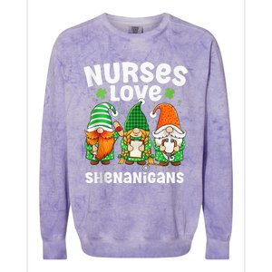 Nurses Love Shenanigans Irish Gnomes Nurse St Patricks Day Colorblast Crewneck Sweatshirt