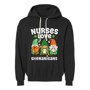 Nurses Love Shenanigans Irish Gnomes Nurse St Patricks Day Garment-Dyed Fleece Hoodie