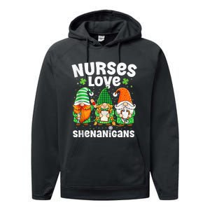 Nurses Love Shenanigans Irish Gnomes Nurse St Patricks Day Performance Fleece Hoodie