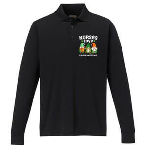 Nurses Love Shenanigans Irish Gnomes Nurse St Patricks Day Performance Long Sleeve Polo