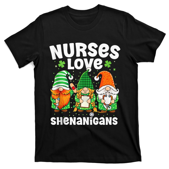 Nurses Love Shenanigans Irish Gnomes Nurse St Patricks Day T-Shirt