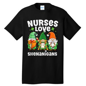 Nurses Love Shenanigans Irish Gnomes Nurse St Patricks Day Tall T-Shirt