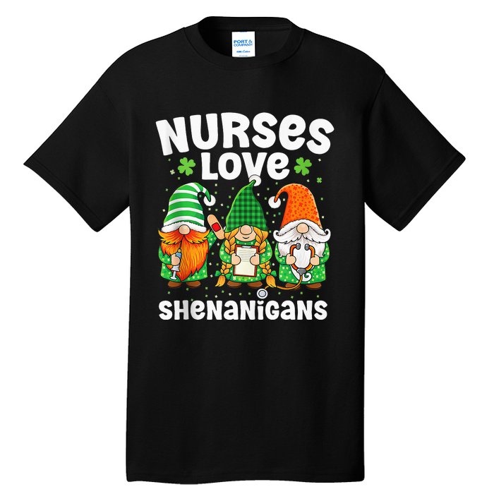 Nurses Love Shenanigans Irish Gnomes Nurse St Patricks Day Tall T-Shirt