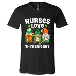 Nurses Love Shenanigans Irish Gnomes Nurse St Patricks Day V-Neck T-Shirt