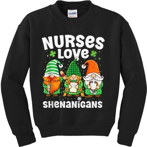 Nurses Love Shenanigans Irish Gnomes Nurse St Patricks Day Kids Sweatshirt