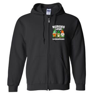 Nurses Love Shenanigans Irish Gnomes Nurse St Patricks Day Full Zip Hoodie