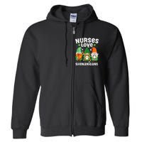 Nurses Love Shenanigans Irish Gnomes Nurse St Patricks Day Full Zip Hoodie