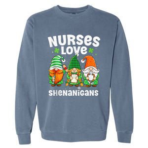 Nurses Love Shenanigans Irish Gnomes Nurse St Patricks Day Garment-Dyed Sweatshirt