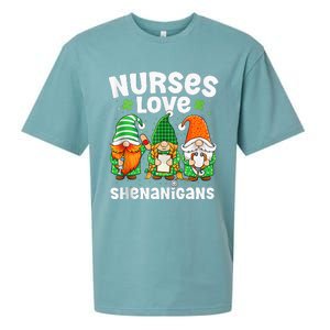 Nurses Love Shenanigans Irish Gnomes Nurse St Patricks Day Sueded Cloud Jersey T-Shirt