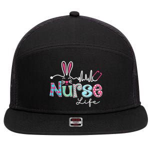 Nurse Life Stethoscope Nursing Cute Easter Bunny Easter Day 7 Panel Mesh Trucker Snapback Hat