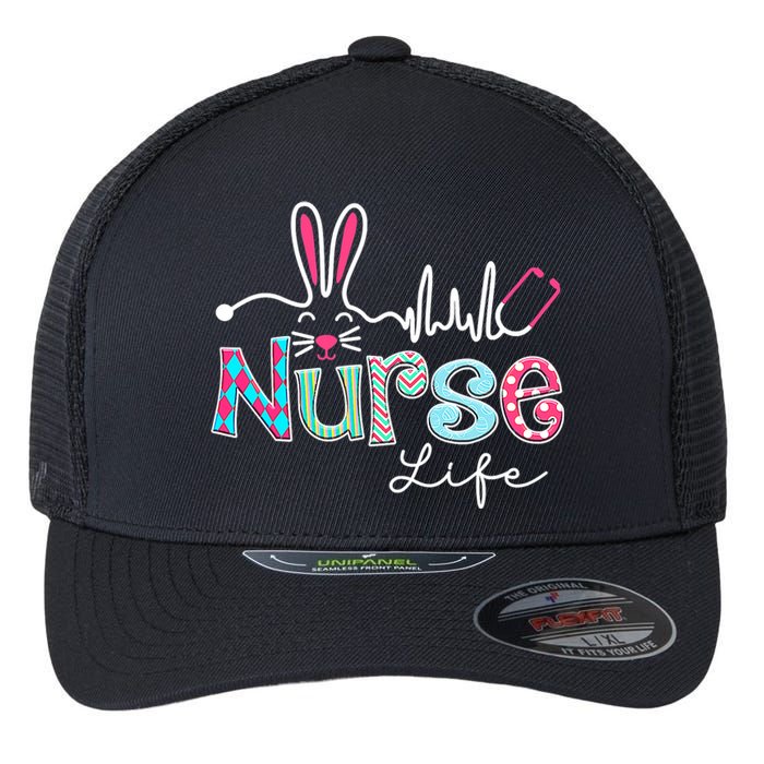 Nurse Life Stethoscope Nursing Cute Easter Bunny Easter Day Flexfit Unipanel Trucker Cap