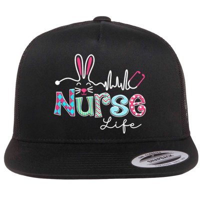 Nurse Life Stethoscope Nursing Cute Easter Bunny Easter Day Flat Bill Trucker Hat