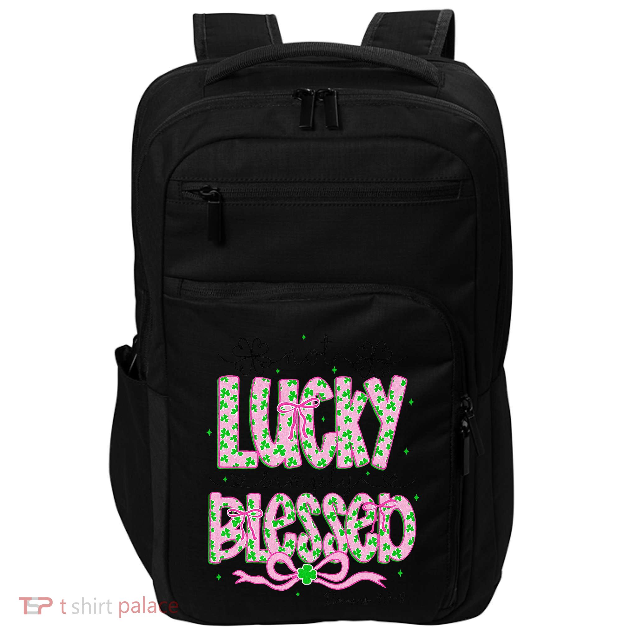 Not Lucky Simply Blessed St Patricks Day Coquette Shamrock Impact Tech Backpack