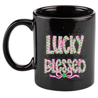 Not Lucky Simply Blessed St Patricks Day Coquette Shamrock 11oz C Handle Ceramic Mug