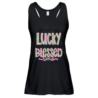 Not Lucky Simply Blessed St Patricks Day Coquette Shamrock Ladies Essential Flowy Tank