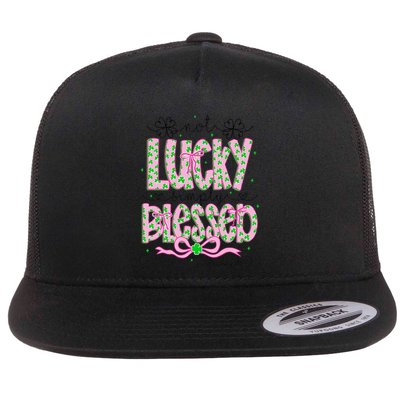 Not Lucky Simply Blessed St Patricks Day Coquette Shamrock Flatbill Hat