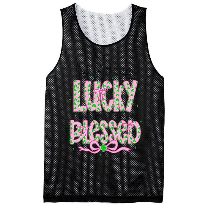 Not Lucky Simply Blessed St Patricks Day Coquette Shamrock Mesh Reversible Basketball Jersey Tank
