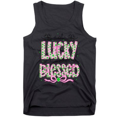 Not Lucky Simply Blessed St Patricks Day Coquette Shamrock Tank Top