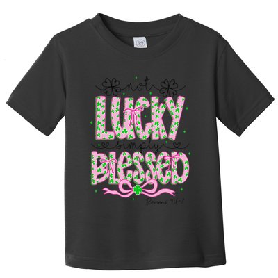 Not Lucky Simply Blessed St Patricks Day Coquette Shamrock Toddler T-Shirt