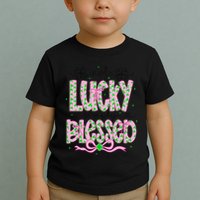 Not Lucky Simply Blessed St Patricks Day Coquette Shamrock Toddler T-Shirt