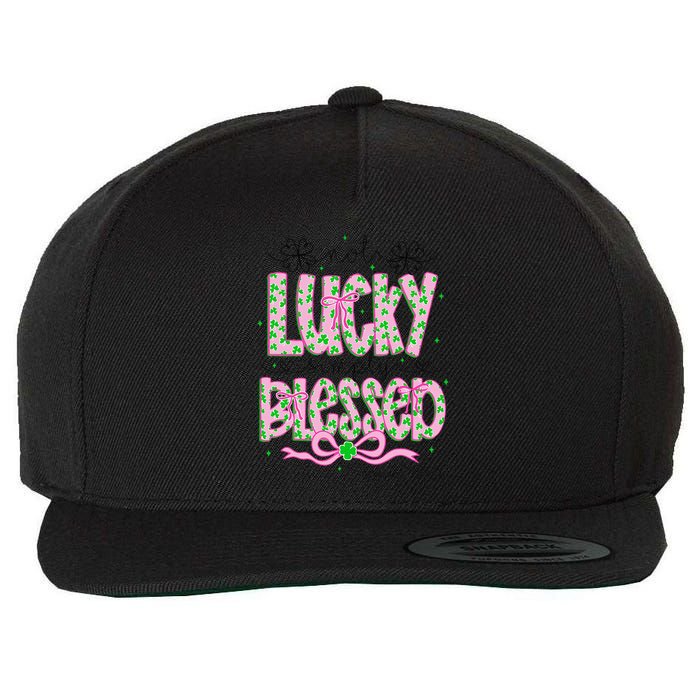 Not Lucky Simply Blessed St Patricks Day Coquette Shamrock Wool Snapback Cap