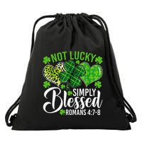 Not Lucky Simply Blessed Christian Shamrocks St Patricks Day Gift Drawstring Bag