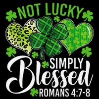 Not Lucky Simply Blessed Christian Shamrocks St Patricks Day Gift Drawstring Bag