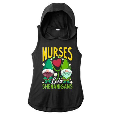 Nurses Love Shenanigans Gnome St Patricks Day Nurse Funny Ladies PosiCharge Tri-Blend Wicking Draft Hoodie Tank