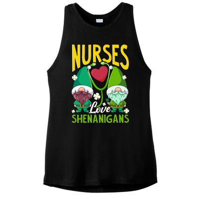 Nurses Love Shenanigans Gnome St Patricks Day Nurse Funny Ladies PosiCharge Tri-Blend Wicking Tank