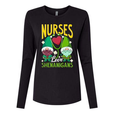 Nurses Love Shenanigans Gnome St Patricks Day Nurse Funny Womens Cotton Relaxed Long Sleeve T-Shirt