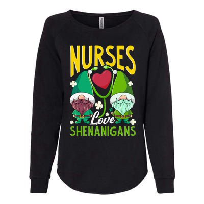 Nurses Love Shenanigans Gnome St Patricks Day Nurse Funny Womens California Wash Sweatshirt