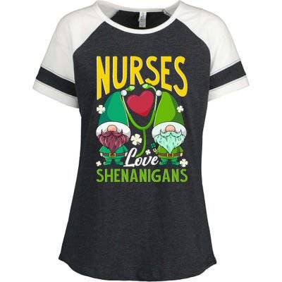 Nurses Love Shenanigans Gnome St Patricks Day Nurse Funny Enza Ladies Jersey Colorblock Tee