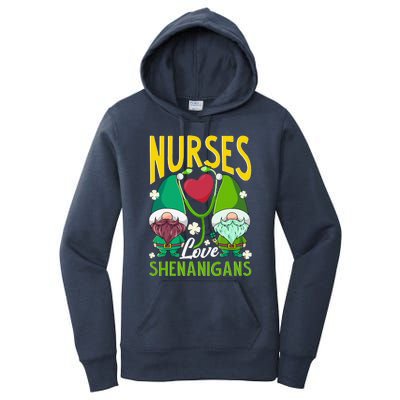 Nurses Love Shenanigans Gnome St Patricks Day Nurse Funny Women's Pullover Hoodie