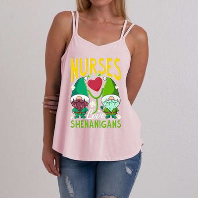 Nurses Love Shenanigans Gnome St Patricks Day Nurse Funny Women's Strappy Tank