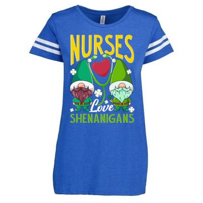 Nurses Love Shenanigans Gnome St Patricks Day Nurse Funny Enza Ladies Jersey Football T-Shirt