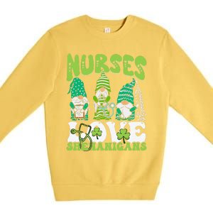 Nurses Love Shenanigans Gnome St Patricks Day Nurse Premium Crewneck Sweatshirt