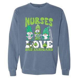 Nurses Love Shenanigans Gnome St Patricks Day Nurse Garment-Dyed Sweatshirt