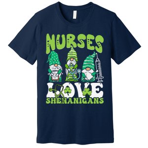 Nurses Love Shenanigans Gnome St Patricks Day Nurse Premium T-Shirt