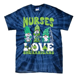 Nurses Love Shenanigans Gnome St Patricks Day Nurse Tie-Dye T-Shirt