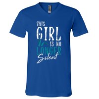 No Longer Silent Sexual Assault Awareness Funny Gift Survivor Gift V-Neck T-Shirt