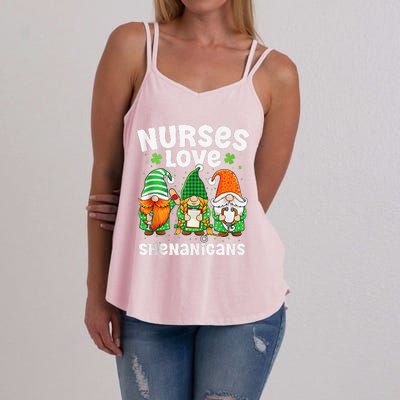 Nurses Love Shenanigans Irish Gnomes Nurse St Patricks Day Women's Strappy Tank