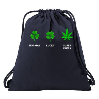 Normal Lucky Super Lucky Shamrock Weed Leaf St. Patricks Day Drawstring Bag