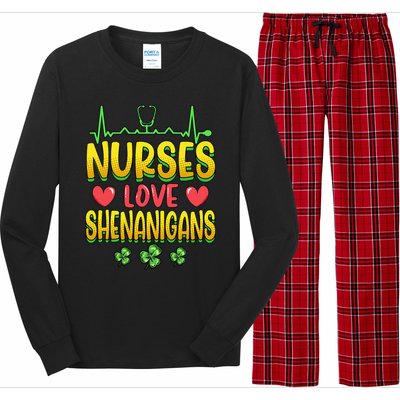 Nurses Love Shenanigans Saint Patricks Day Long Sleeve Pajama Set