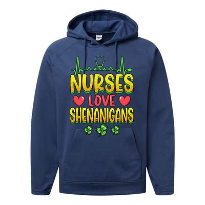 Nurses Love Shenanigans Saint Patricks Day Performance Fleece Hoodie