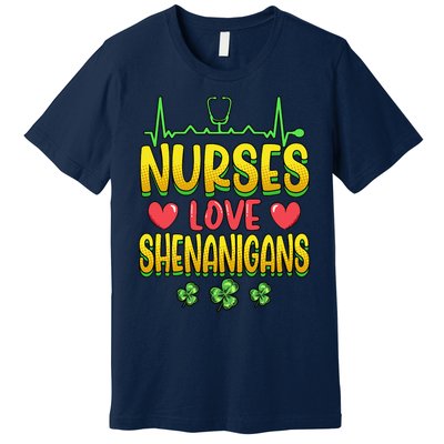 Nurses Love Shenanigans Saint Patricks Day Premium T-Shirt