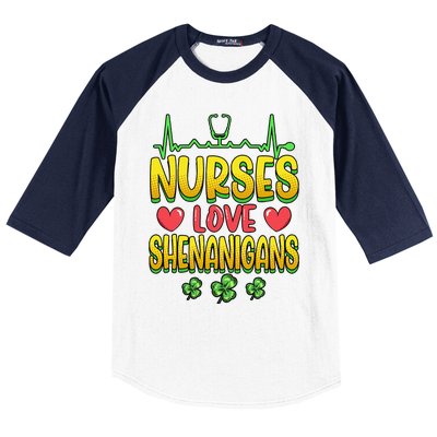 Nurses Love Shenanigans Saint Patricks Day Baseball Sleeve Shirt