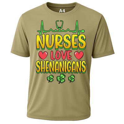 Nurses Love Shenanigans Saint Patricks Day Cooling Performance Crew T-Shirt