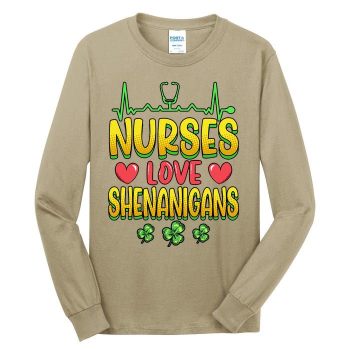 Nurses Love Shenanigans Saint Patricks Day Tall Long Sleeve T-Shirt